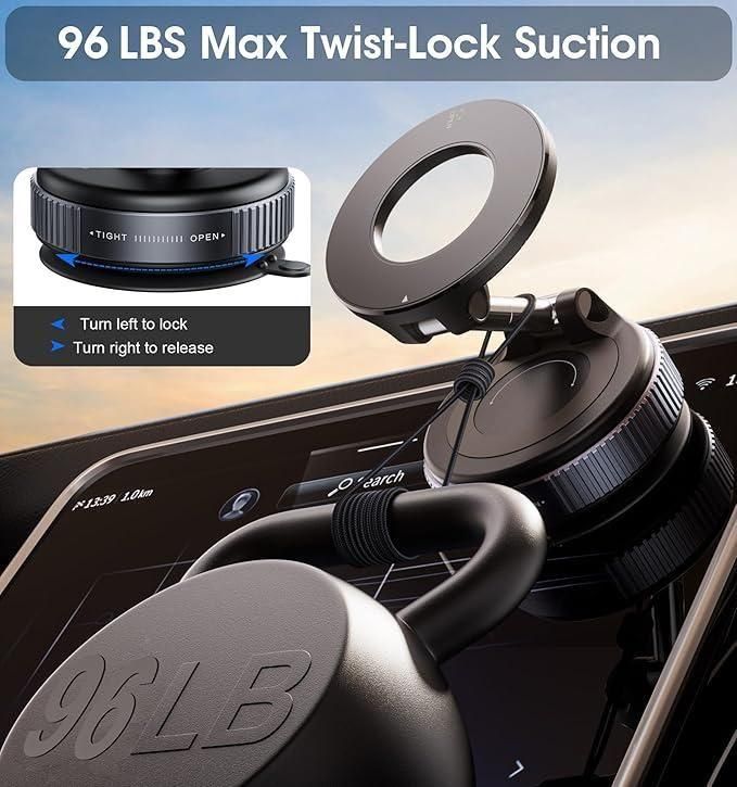 2025 Newest 360° Adjustable Vacuum Magnetic Suction Cup Phone Holder Mount